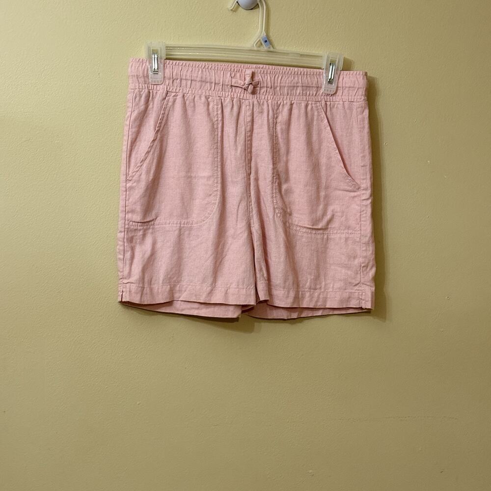 Coastal Grandma Beach Resort Minimalist 32 Degrees Cool Pink Linen Shorts L